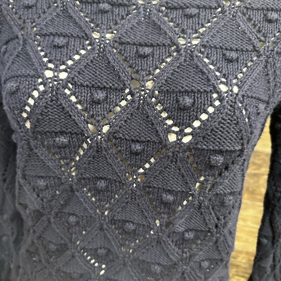 Tommy Hilfiger Navy Blue Crew Neck Sweater with Diamond Knit - Picture 3 of 7